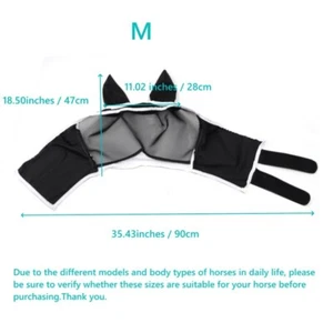Horse Fly Mask With Ears Full Face Mesh Protection Anti-UV Mosquito Insect US - Picture 1 of 13