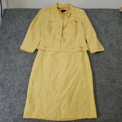 Cynthia Howie Skirt Suit Size 6 Two Piece Set  Silk & Linen Yellow - Image 1 of 4