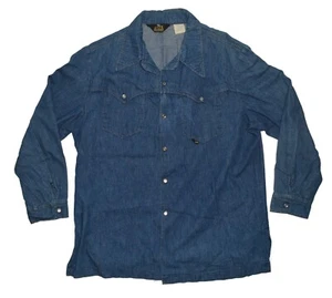 Maverick Vintage 1970s Pearl Snap Denim Shirt Mens XL Blue Made in USA Western - Picture 1 of 10