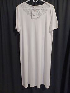 HANRO OF SWITZERLAND L  Cotton White Short Sleeve Nightshirt Nightgown Lace New