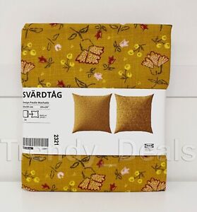 Set of 2 - Ikea SVÄRDTÅG SVARDTAG Pillow Cushion Cover 20" x 20" Yellow/Floral