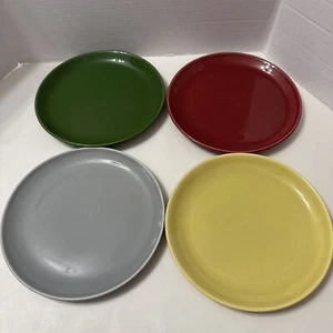 Vintage Universal Ballerina Pottery? Fiesta? 9” Dinner Plate Lot Of 4 Green Gray - Picture 1 of 12