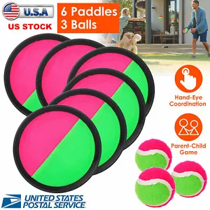 Toss and Catch Ball Game Outdoor Game for Kids Backyard Games 6 Paddles 3 Balls - Picture 1 of 10