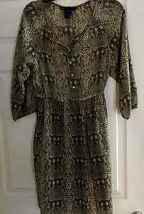 Vestido MARC by MARC JACOBS Estampado Pitón 100% Seda Gasa, Gris Cilindro, M Nuevo - Imagen 1 de 9