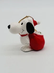 Vintage 1966 Peanuts Snoopy Holding Santa Sack Of Toys Christmas Ornament Japan - Picture 1 of 9