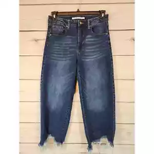 Celebrity Pink Women's Blue Cotton Solid High Rise Straight Cropped Jeans Size 9 - Picture 1 of 7