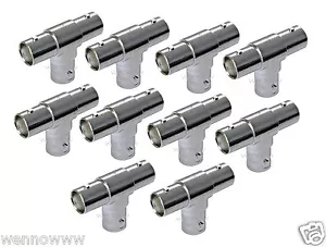 Conectores coaxiales de RF adaptador en T de 3 vías BNC de 3 vías hembra a hembra 10 piezas - Imagen 1 de 1
