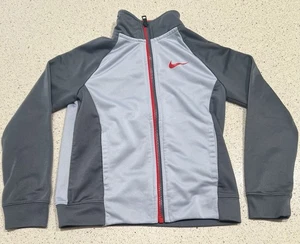 Nike Boys Gray Size 6M 5-6 Years Full Zip Up Classic Logo Track Jacket Pre-own - Picture 1 of 5