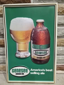 Insegna Vintage Genesee Cream Ale America's Best Seller Ale Plastica 20” X 13” - Foto 1 di 6