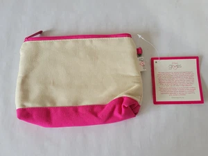 Thirty-one gives Canvas Crew Makeup Bag Natural & Pink "U R Bold/Strong" NWT - Picture 1 of 9