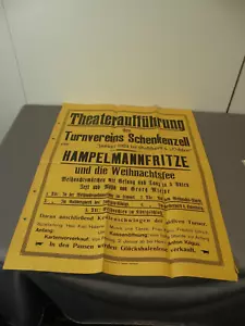 Werbeplakat 1924, TV Schenkenzell, Theateraufführung Gasthaus "zum Ochsen" - Bild 1 von 2