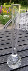 Bullicante Clear Glass Controlled Bubble Bud Vase Paperweight Base 8" - Picture 1 of 3