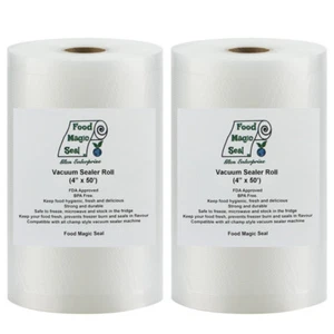 TWO Rolls FOUR Inch x 50' Rolls Food Magic Seal Vacuum Food Storage Sealer Bags! - Picture 1 of 7