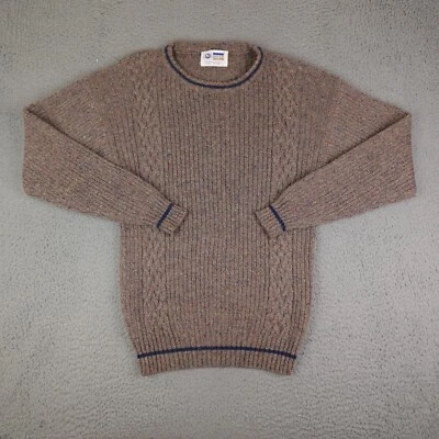Vintage Arrow Dover Sweater Mens Large Gray Brown Heather Knit Ribbed Wool Blend - Image 1 of 4