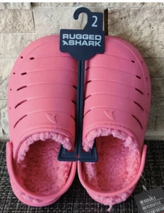 Rugged Shark Clogs Fleece Lined Girls Size 2 Pink New with Tags - Picture 1 of 5
