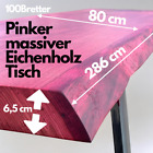 Exklusiver Eichentisch in Pink - Massivholz - 286 cm x 75 cm x 6,5 cm