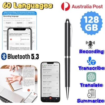 Voice Recorder Pen Hidden Transcription Translator Audio Recording Listen Device - Image 1 of 4