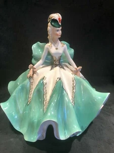 Girardi Dame in grünem Kleid J.&.I 555 Made Italy 12 Zoll Porzellan/Keramik - Bild 1 von 12