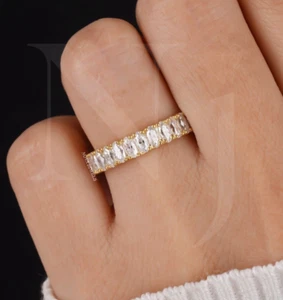 Vintage Inspired 2.5 CT Oval Moissanite Full Eternity Wedding Band in 925 Sil - Picture 1 of 7