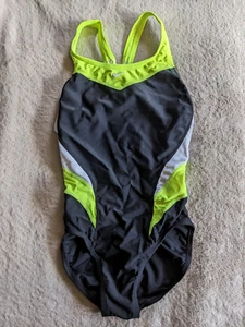 NIKE One Piece Swimsuit Womens 4 / 30 Neon Yellow Black White - Picture 1 of 4