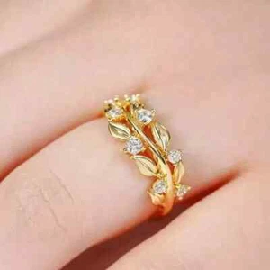 1.50 Ct Natura Moissanite Women's Flower Engagement Ring 14K Yellow Gold Finish - Picture 1 of 7