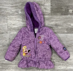 Disney Girls Kids Rapunzel Tangled Puffer Jacket Size 2 Great Condition - Picture 1 of 7