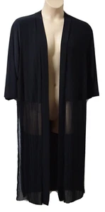 Nina Leonard Womens Light Duster Jacket size 2XL Edge to Edge pleat Black Bnwt - Picture 1 of 3