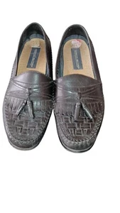GIORGIO BRUTINI Zapatos Cuero Negro SUELA ABSORBENTE DE GOLPES Borla Mocasín Para Hombres 10 M - Imagen 1 de 4