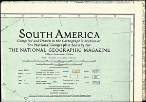 ⫸ 1942-10 October Map SOUTH AMERICA National Geographic Single-sided - VTG#2 - Picture 1 of 5