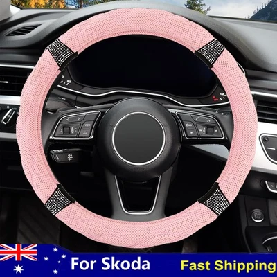 Car Steering Wheel Covers For Skoda Diamond Suede Leather Anti-Slip Protector - image 1 of 4