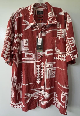 Quiksilver Waterman Hawaiian Aloha Shirt Red Molokai Short Sleeve Men's 2XL NWT - Image 1 of 4