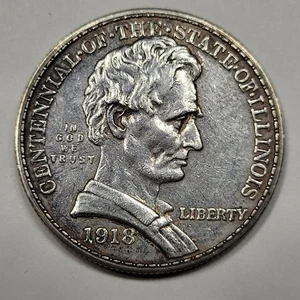 1918 50c Lincoln Commemorative Half Dollar Nice AU Detail Cleaned *K687 - Picture 1 of 2