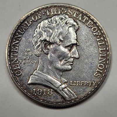 1918 50c Lincoln Commemorative Half Dollar Nice AU Detail Cleaned *K687 - Image 1 of 2