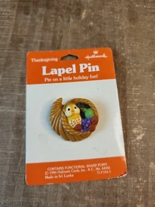 Punze PIN Thanksgiving Vintage Hornucopia Vogel Korb 1986 Urlaub Brosche NEU - Bild 1 von 6