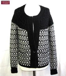 COMPTOIR DES COTONNIERS - Vest Nemphis Wool Alpaca Black White 38/40 - Com New - Picture 1 of 6