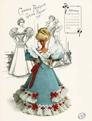 Dress Gibson Girl Collection Fashion Doll Gown Crochet Pattern Miss Feb 1994 - Image 1 of 2