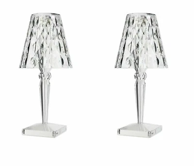 LAMPADA DA TAVOLO TRASPARENTE RICARICABILE  BAR RISTORANTI HOTEL PUB LED 2pz - Immagine 1 di 4