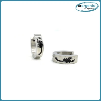 orecchini a cerchio da uomo acciaio inox colore argento inossidabile cerchietti  - Immagine 1 di 4