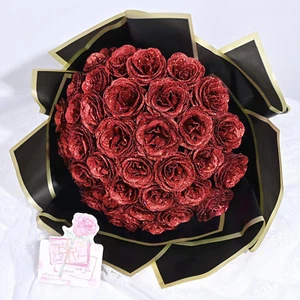 Glitter Roses Bouquet, DIY Fake Glitter Flowers Bouquet, Everlasting Shiny Ar... - Picture 1 of 12