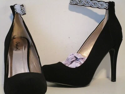 Zapatos de tacón de aguja Qupid para mujer Waltz-31 brillo caña abierta correa al tobillo talla 7,5-9 Foto 1 de 4