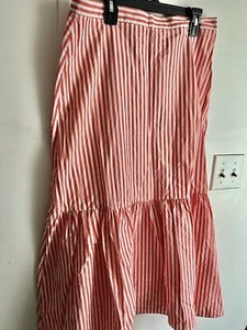 NWOT, Cute, ZARA,Striped,POPLIN MIDI MAXI SKIRT,Orange/ White, Long Skirt, Large - Picture 1 of 8