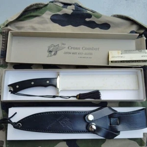 Cuchillo USADO Seki Tsuge Cross Combat 200 con caja de funda raro Japón COMO ESTÁ *G5674* - Imagen 1 de 14