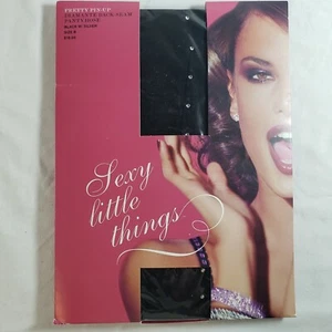 Victoria's Secret Sexy Little Things Pantyhose sz B Black Diamante Back-Seam - Picture 1 of 3