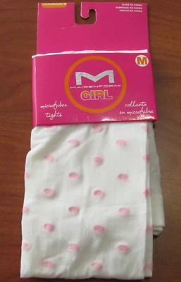 NUEVAS MALLAS MAIDENFORM NIÑAS BLANCAS CON PUNTOS ROSAS MICROFIBRA M L Foto 1 de 2