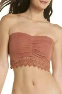 Free People Intimately Fp Dream Lover Bandeau Bralette Copper Lace Smocked S Top - Picture 1 of 15
