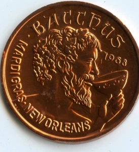 Mardi Gras Doubloon Krewe of Bacchus 1987 Aluminum Gold - Picture 1 of 2
