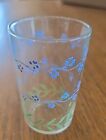 Swanky Swig Juice Glass Delicate Blue Flowers with Green Leaves 3.5