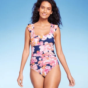 Traje de baño de una pieza con mangas con volantes estampado floral cobertura completa para mujer - Kona Sol M - Imagen 1 de 3