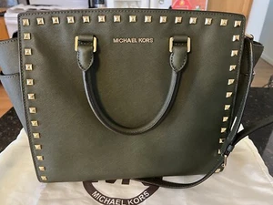Michael Kors Large Olive Green Selma Studded Bag. Preowned. - Picture 1 of 6