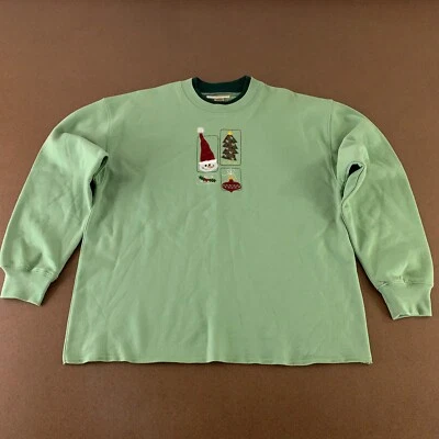 Moletom M&C Sportswear feminino tamanho grande verde feriado bordado gola redonda - Imagem 1 de 4